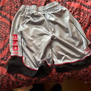 AND1 Men's Silver and Black Athletic Shorts